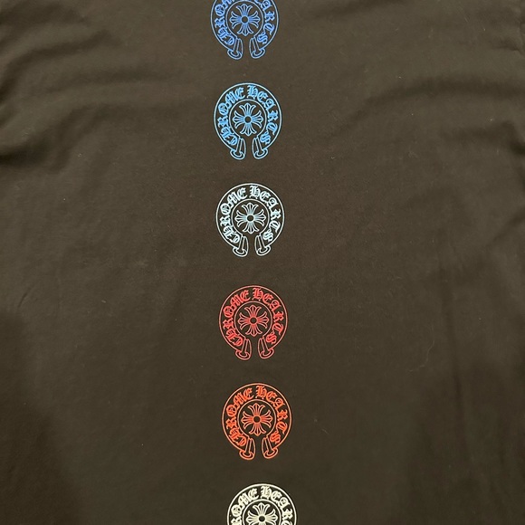 Chrome Hearts Gradient Multi Color Horseshoe Logo Black Tee - Picture 7 of 12